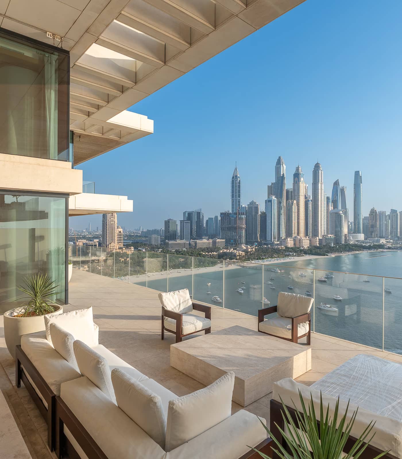 Dubai Marina skyline seen from a residential terrace