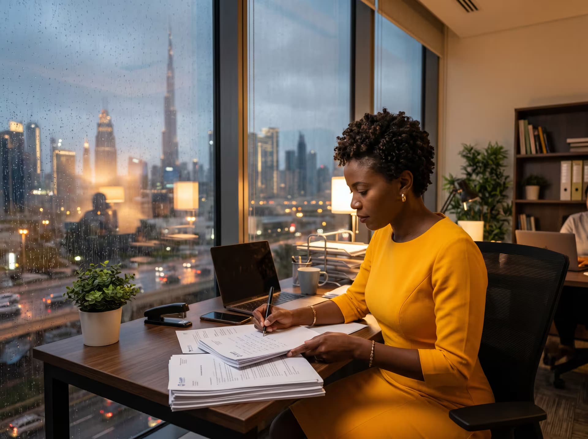 Dubai market entry consultant reviewing business setup documents